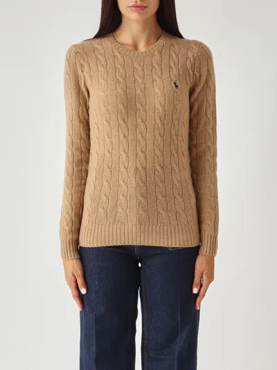 Polo Ralph Lauren Girocollo In Lana E Cashmere A Trecce Sweater In Brown