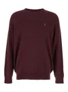 Polo Ralph Lauren Bordeaux Crewneck Sweater With Pony Logo Embroidered On The Front In Bordeaux