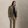 Polo Ralph Lauren Glen Plaid Linen-silk Suit Trouser In Tan/brown And Green Deco