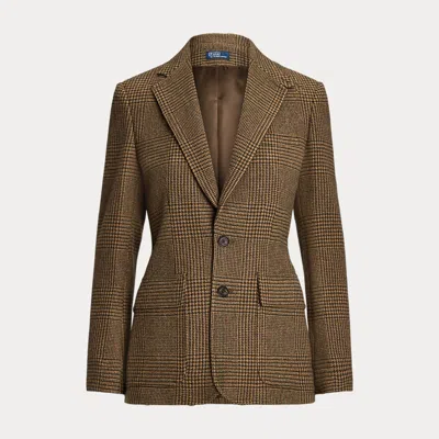 Polo Ralph Lauren Glen Plaid Tweed Blazer In Olive/tan Glen Check