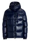 Polo Ralph Lauren Hooded Quilted Bomber Jacket Pockets In Blue