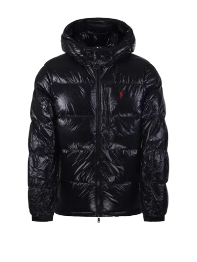 Polo Ralph Lauren Glossy Quilted Puffer Jacket In Black