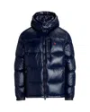 Polo Ralph Lauren Hooded Quilted Bomber Jacket Pockets In Blue