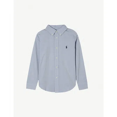 Polo Ralph Lauren Ralph Lauren Boys Blue Kids Logo-embroidered Cotton Long-sleeve Shirt 2-4 Years
