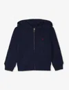Polo Ralph Lauren Go-embroidered Zip-up Cotton-blend Hoody 6-14 Years Cruise Navy In Cruise Navy