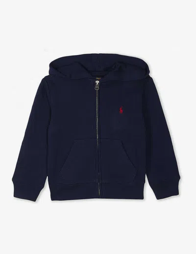 Polo Ralph Lauren Kids' Go-embroidered Zip-up Cotton-blend Hoody 6-14 Years Cruise Navy