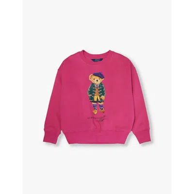 Polo Ralph Lauren Kids' Colge Pink Logo-print Long-sleeve Cotton-blend Jersey Sweatshirt 4-6 Y