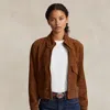 Polo Ralph Lauren Goat-suede Bomber Jacket In White