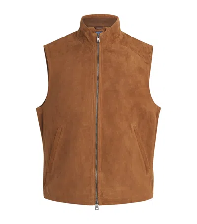 Polo Ralph Lauren Goat Suede Gilet In Brown