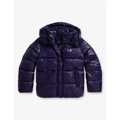 Polo Ralph Lauren Kids' Go-embroidered Shell Bomber Jacket In Newport Navy