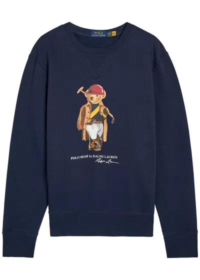 Polo Ralph Lauren Golf Bear-print Crew-neck Sweatshirt In Blue