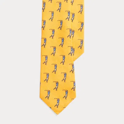 Polo Ralph Lauren Golfer-print Linen Tie In Yellow