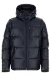 Polo Ralph Lauren Navy Blue Nylon Down Jacket In Brown