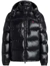 Polo Ralph Lauren Glossy Black Puffer Jacket With High Collar In Black