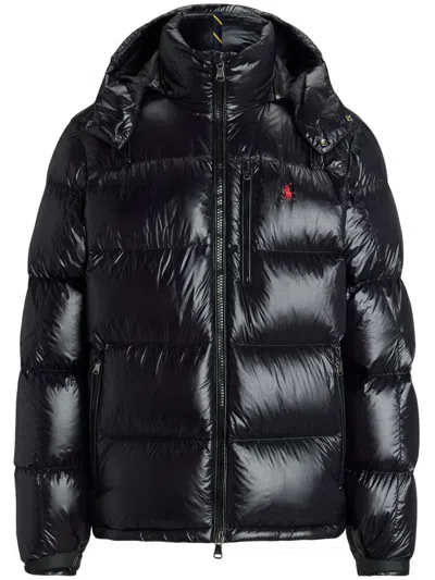 Polo Ralph Lauren Glossy Black Puffer Jacket With High Collar