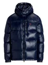 Polo Ralph Lauren Hooded Quilted Bomber Jacket Pockets In Blue
