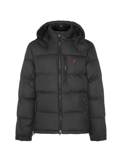 Polo Ralph Lauren Padded Nylon Down Jacket With Hood And Signature Logo In Black