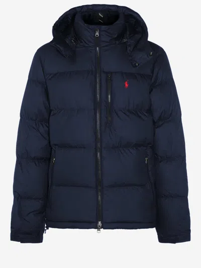 Polo Ralph Lauren Gorham Nylon Down Jacket With Logo In Blue