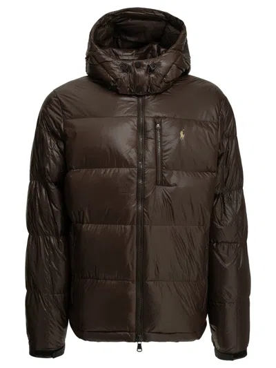 Polo Ralph Lauren "gorham" Short Down Jacket In Brown