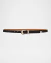 Polo Ralph Lauren Grain Vachetta Leather Skinny Belt In Black
