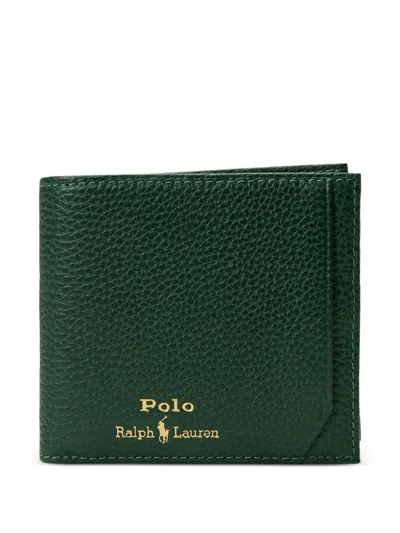 Polo Ralph Lauren Grained Coin Wallet In Green
