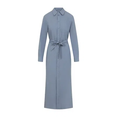 Polo Ralph Lauren Graison Light Blue Linen Long Dress
