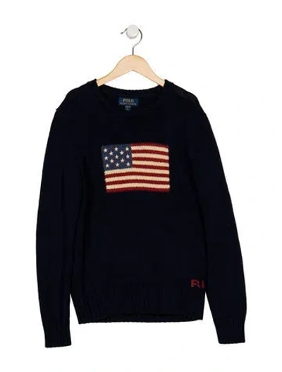 Pre-owned Polo Ralph Lauren Kids' Graphic Crew Neck Sweater In Blue
