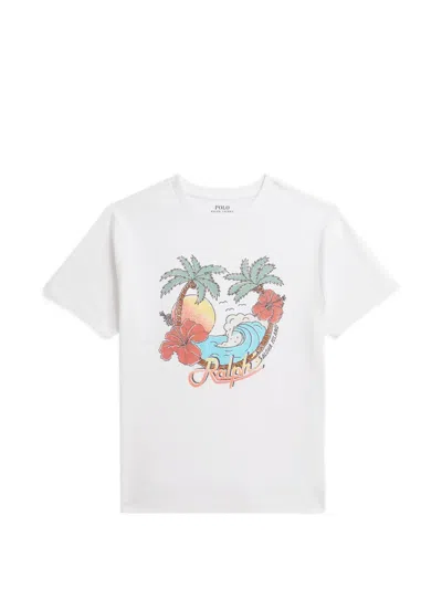 Polo Ralph Lauren Kids' Graphic Crew-neck T-shirt In White