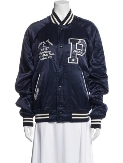 Pre-owned Polo Ralph Lauren Graphic Print Bomber Jacket In Blue
