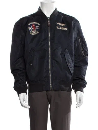 Pre-owned Polo Ralph Lauren Graphic Print Bomber Jacket In Blue