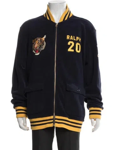 Pre-owned Polo Ralph Lauren Graphic Print Bomber Jacket In Blue
