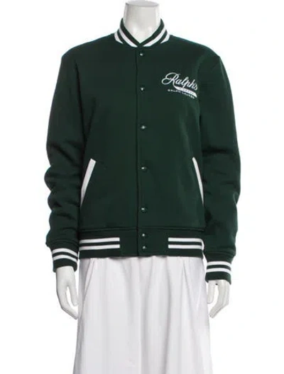 Pre-owned Polo Ralph Lauren Graphic Print Bomber Jacket In Green