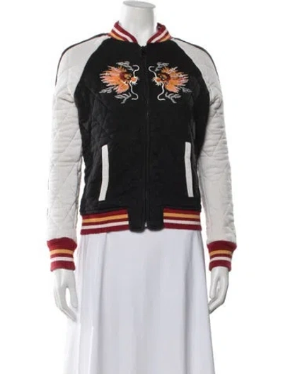 Pre-owned Polo Ralph Lauren Graphic Print Bomber Jacket In White
