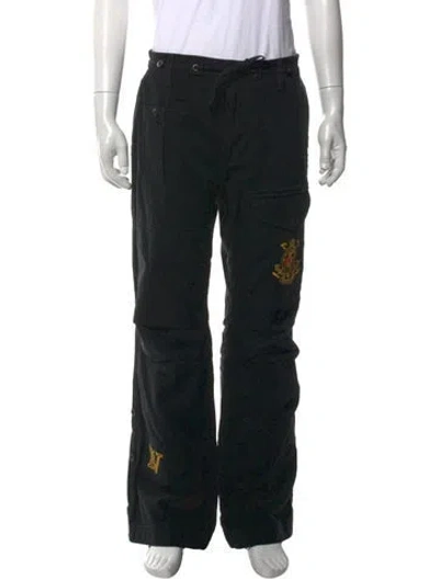 Pre-owned Polo Ralph Lauren Graphic Print Cargo Pants In Black