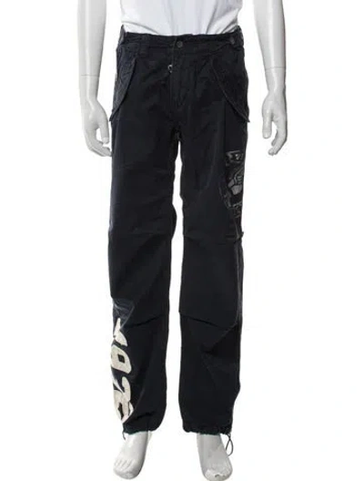 Pre-owned Polo Ralph Lauren Graphic Print Cargo Pants In Blue