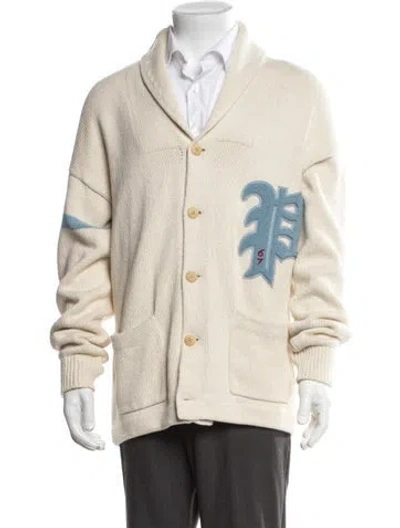 Pre-owned Polo Ralph Lauren Graphic Print Collar Cardigan In Neutrals