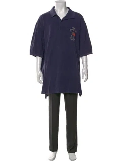 Pre-owned Polo Ralph Lauren Graphic Print Collar Polo Shirt In Blue