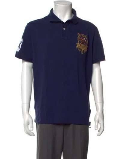Pre-owned Polo Ralph Lauren Graphic Print Collar Polo Shirt In Blue