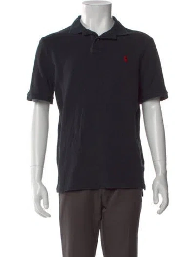 Pre-owned Polo Ralph Lauren Graphic Print Collar Polo Sweater In Black