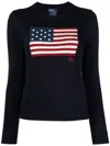 Polo Ralph Lauren Flag Cotton Crewneck Sweater Woman Sweater Navy Size S Cotton In Blue