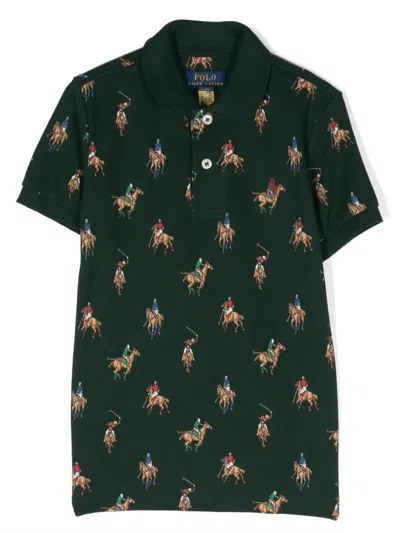 Polo Ralph Lauren Kids' Graphic-print Cotton Polo Shirt In Green