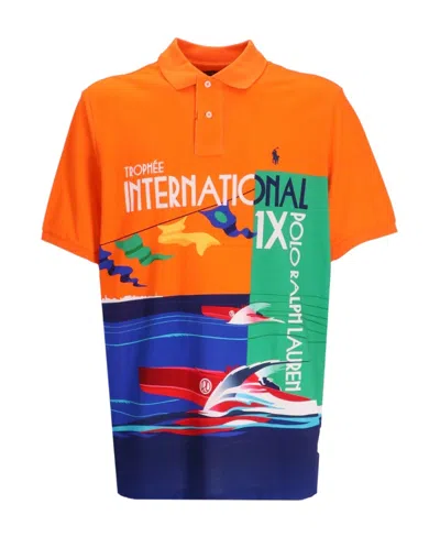 Polo Ralph Lauren Graphic-print Cotton Polo Shirt In Orange