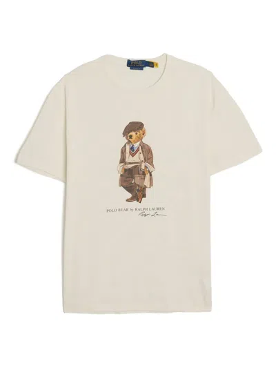 Polo Ralph Lauren Graphic-print Cotton T-shirt In Neutral