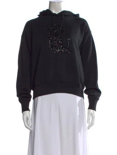 Pre-owned Polo Ralph Lauren Graphic Print Crew Neck Hoodie In Black