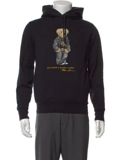 Pre-owned Polo Ralph Lauren Graphic Print Crew Neck Hoodie In Black