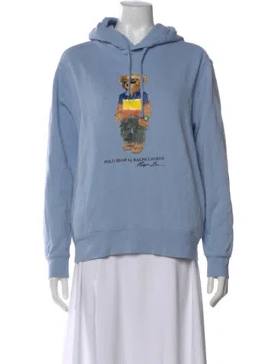 Pre-owned Polo Ralph Lauren Graphic Print Crew Neck Hoodie In Blue