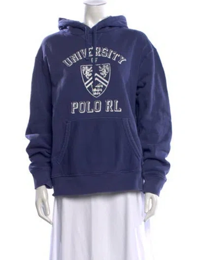 Pre-owned Polo Ralph Lauren Graphic Print Crew Neck Hoodie In Blue