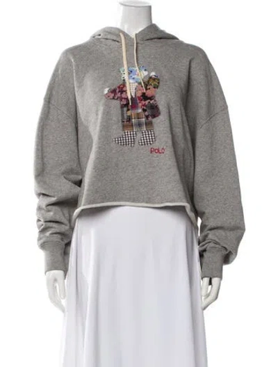 Pre-owned Polo Ralph Lauren Graphic Print Crew Neck Hoodie In Gray