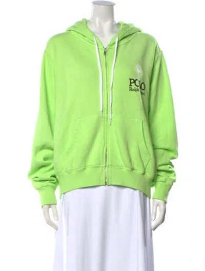 Pre-owned Polo Ralph Lauren Graphic Print Crew Neck Hoodie In Green