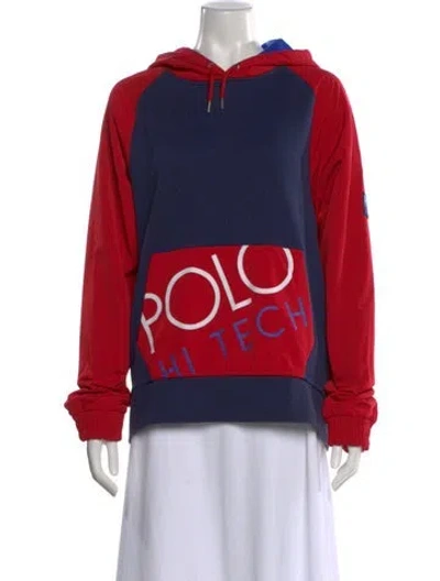 Pre-owned Polo Ralph Lauren Graphic Print Crew Neck Hoodie In Red